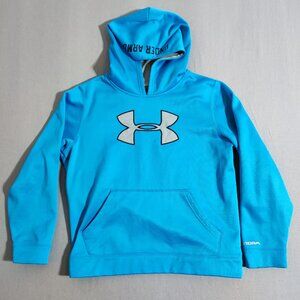 Under Armour Storm Hoodie youth boy size L light blue with graphic loose fit